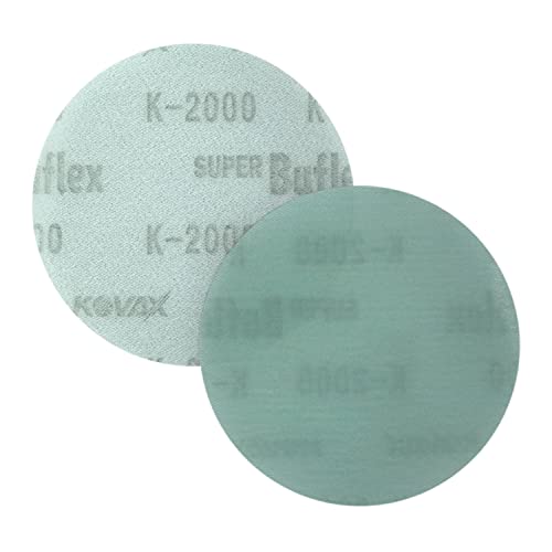Super Buflex Flexible DRY 3 inch Mini-Sanding Discs JOB-PAK, GREEN K-2000, Hook & Loop, U730-1513, 10 Discs + 1 Pad - color: K-2000 Green, size: 3" w/ No Holes