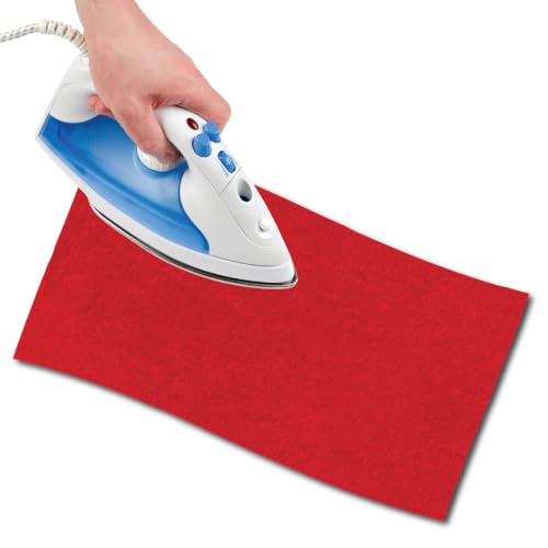 USIT, 1pc Iron-On Mock Suede Repair Patch, 24"x9", Ideal for Repairing Trousers, Jackets and Shirts, Unalterable Dyes, Red - color: Red, size: 23x60 cm