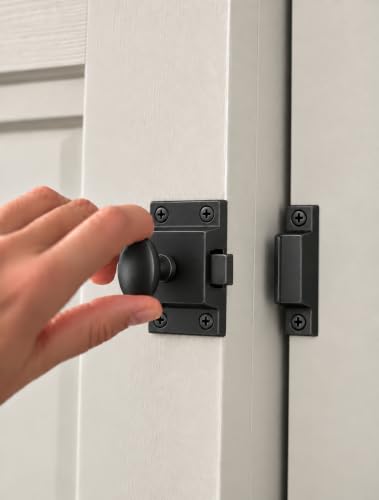 QCAA Traditional Large Oval Turn Cabinet Latch, Solid Brass, 2", for Cupboard & Other Furniture, Matte Black, 2 Pack, Made in Taiwan - color: Matte Black, size: 2 Pack