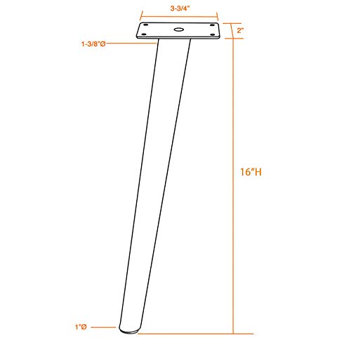 Slant Furniture Metal Legs - Set of 4 New (Black 16" H) - color: Salnt -Black 16"h