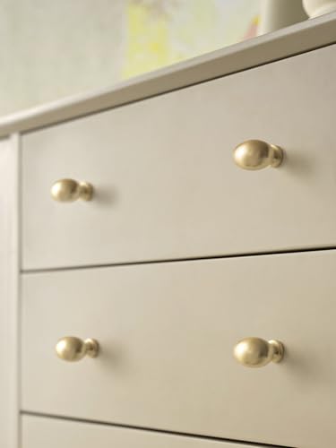 Oval Brushed Gold Cabinet Knobs, Zinc Alloy for Drawer Knobs for Dresser Cupboard Wardrobe, Kitchen Cabinet Pulls (5, Brushed Gold, Egg knob) - color: Brushed Gold