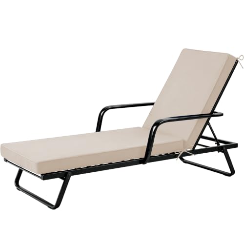 Chaise Lounge Cushions Outdoor, 72"x21"x3", Beige - color: Beige