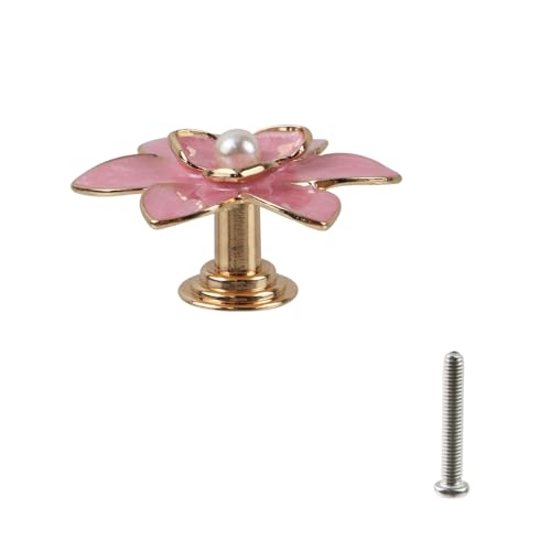 Geesatis Pink Flower Cabinet Knobs,Petal Handles,Zinc Alloy Pulls Handles - style: J-Pink