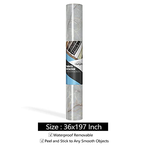 Livelynine 36 Inch Wide Marble Contact Paper for Countertops Waterproof Glossy Light Green Marble Wallpaper Peel and Stick Countertop Kitchen Counter Top Covers Laminate Counter Top Vinyl Wrap Table - color: Tuoquise Marble, size: 36" x 197"