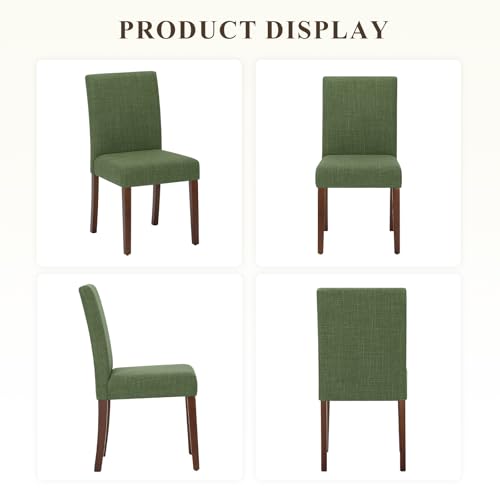 MALOL Upholstered Dining Chairs Set of 4, Modern Fabric Dining Room Chair, Wooden Dining Chair, Kitchen Side Chairs, Farmhouse Dinner Chair with High Back for Kitchen, Green - color: Green, size: Set of 4