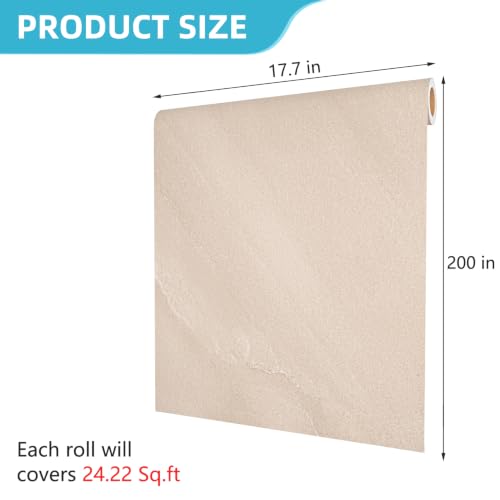 Decotalk Beige Marble Contact Paper Marble Vinyl Wrap for Countertops 24x120 Inch Peel and Stick Countertops Waterproof Marbled Wallpaper Beige Countertop Covers for Kitchen - size: 24" x 120"