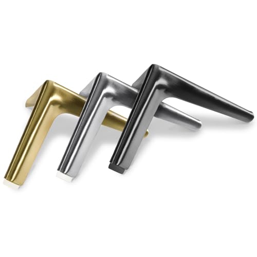 VEHCIL 4 Inch Metal Furniture Legs Set of 4, Brushed Satin Nickel Triangular Sofa Couch Cabinet Feet, Heavy Duty 1600LBS Mid Century Modern DIY Replacement Risers for Dresser Bed Nightstand - color: Brushed Satin Nickel, size: 4inch