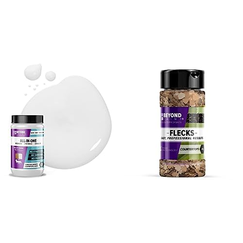 Beyond Paint Bundle, Includes (1) Quart of All-In-One Refinishing Paint in Bright White and (1) Five Ounce Multi-Colored Flecks