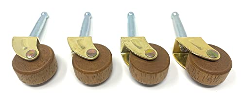 Metal Magery Small 1 1/4" Hardwood Casters Pack of 4 Vintage Antique Furniture Casters