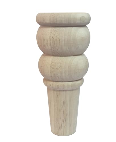Unfinished Wood Furniture Legs, 6 Inch Decorative Sofa Cabinet Legs with Mounting Plates, Natural Wooden Replacement Feet, Set of 4 (6 Inch)