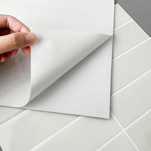 Alwayspon 12×12inch×10Pcs 2.5mm Thick Version Ivory White Marble Style 3D Vinyl Backsplash Tiles, Self-Adhesive Peel and Stick Wall Tile Stickers Stick on Subway Tiles for Kitchen Bathroom Wall - color: Ivory White