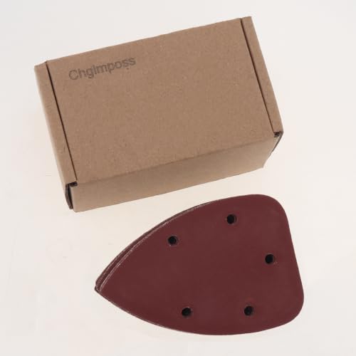 ChgImposs 60 Pcs Mouse Detail Sander Sanding Paper, 5 Hole Sanding Pads 80 150 240 320 400 600 Grit 10 Each of, Hook and Loop Sandpaper Pads for Palm Sander