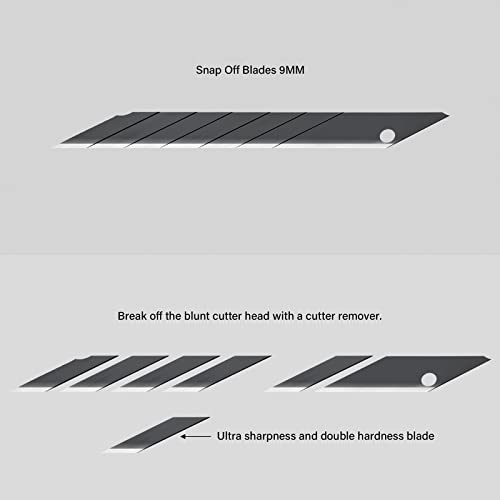 FOSHIO Craft Knife for Art, Craft, Model Making, Auto Locking Retractable Utility Knife with 10PCS Replacement Snap Off Blades 9MM, Box Cutter for Cartons, Cardboard, Leather and Boxes (White & Black)