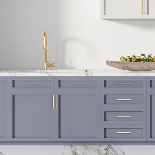 HOME EDIT 25 Pack 6-1/4 inch Cabinet Handles, Kitchen Cabinet Handles Gold Drawer Pulls Zinc Alloy Square Bar Kitchen Pulls - color: Gold, size: 6-1/4 Inch Hole Center