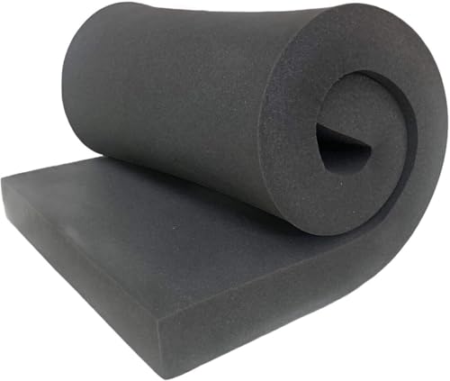 GoTo Foam 2" x 24" x 72" Black Upholstery Foam Sheet - 1.8 Density, Firm (44 ILD), Open-Cell Polyurethane - Cushion Replacement, DIY, Soundproofing - size: 2x24x72
