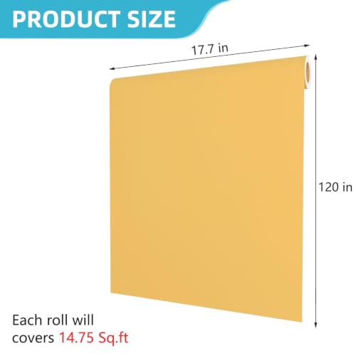 Decotalk Mustard Yellow Wallpaper Peel and Stick 17.7x120 Inch - color: Mustard Yellow, size: 17.7" x 120"
