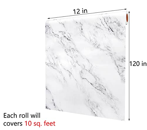 Decotalk Grey White Marble Contact Paper 12 x 120 inch Peel and Stick Countertops Self Adhesive Wallpaper Waterproof Removable Granite Contact Paper for Kitchen Backsplash Cabinets Drawer Liners Thick - size: 12" x 120"
