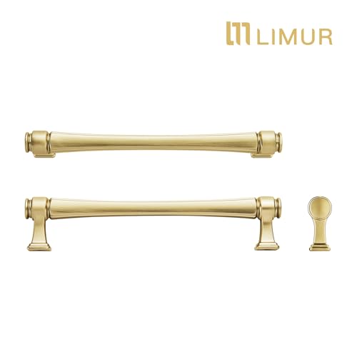 LIMUR 10 Pack 3.75 Inch (96mm) Hole Center Brushed Gold Cabinet Pulls – Solid Zinc Alloy Kitchen Cabinet Handles, Drawer Pulls for Bathroom Vanity, Dresser & Wardrobe, M4 Screws Included - color: Brushed Gold, size: 3.75"/96 MM Hole Center
