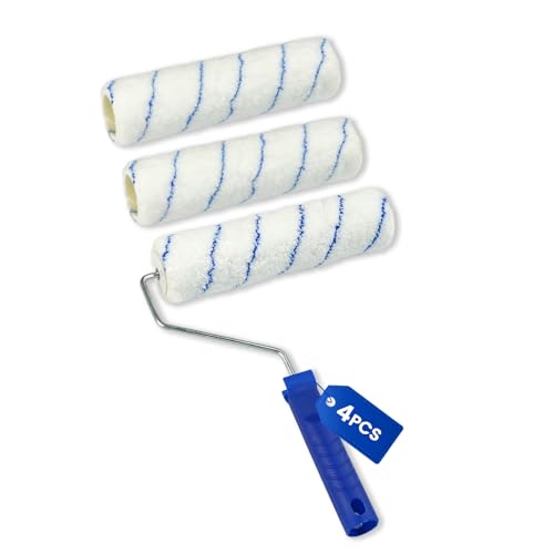 4pcs Paint Roller Kit | 9 inch Paint Rollers with Paint Roller Frame for Painting Walls - size: 4PCS