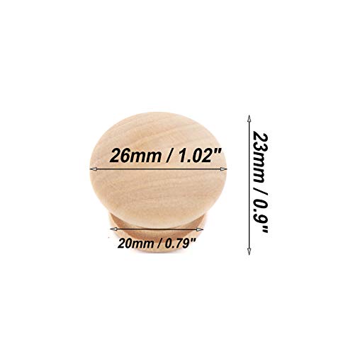 10-Pack 1 Inch Round Wood Unfinished Dresser Drawer Pulls Handles Knobs for Cabinet Cupborad