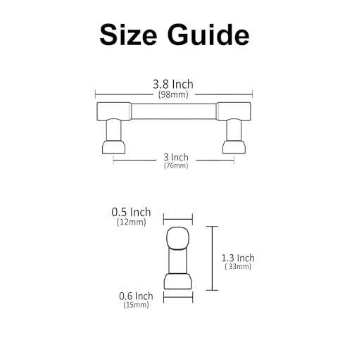 Alzassbg 3" Matte Black Cabinet Pulls and Handles 10 Pack, AL0005MB - color: Matte Black, size: 3" Hole Center
