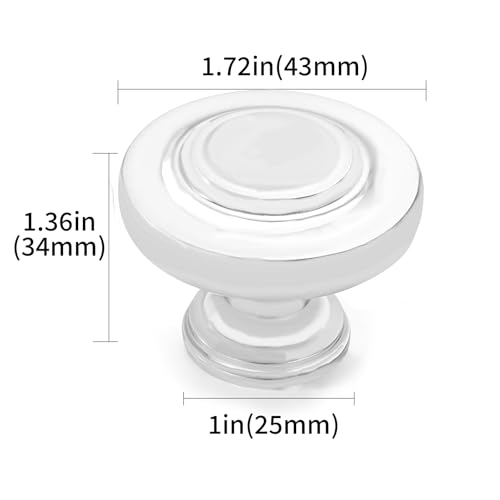 khtumeware 4 Pack Large 1-3/4 Inch Cabinet Knob, Metal Zinc Alloy Handle, White Drawer Handle, Bifold Closet/Wardrobe/Cabinet/Bathroom Cabinet Door Knobs, Durable - color: White, size: 1-3/4 Inch Diameter-Knob