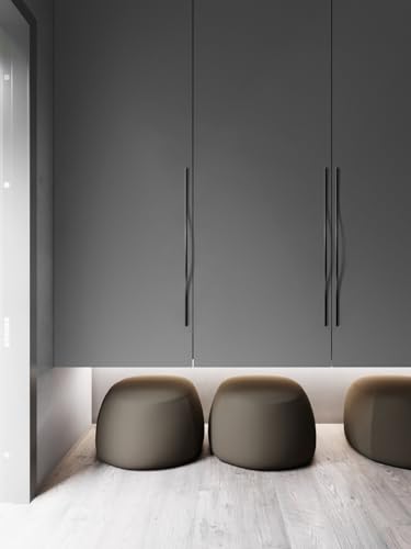 Goo-Ki Low Profile Matte Black Cabinet Pulls, Double Hole Centers (17.6''/18.9'') Zinc Alloy Handle for Drawer Cupboard Wardrobe,6 Packed - color: Matte Black, size: 17.6''/18.9'' Hole Center