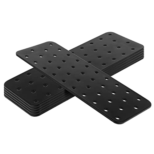 6 PCS Black Flat Tie Mending Plate Bracket for Wood, 8-1/4" x 3-1/8"