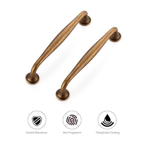 Ravinte Antique Brass Cabinet Handles Solid Pulls 5 Inch 10 Pack - color: Antique Brass, size: 5 inches Hole Center