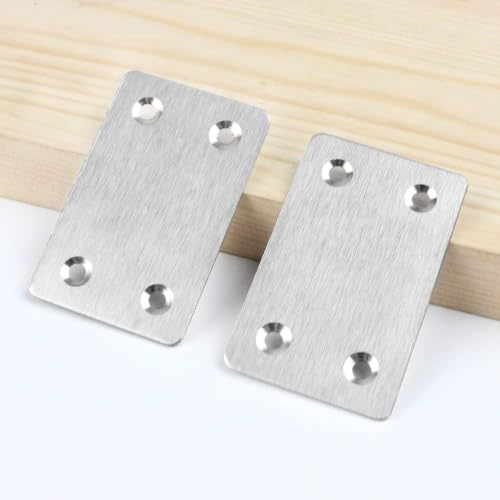 Flat Straight Mending Plates, Stainless Steel Repair Bracket Joining Plates for Furniture Wood, Silver, 40 Pack