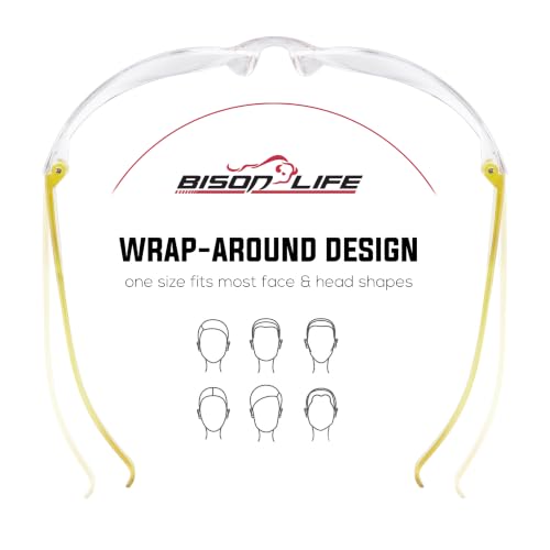 BISON LIFE Clear/Yellow Safety Glasses for Men & Women, ANSI Z87.1, 6 Pack - color: Clear/Yellow