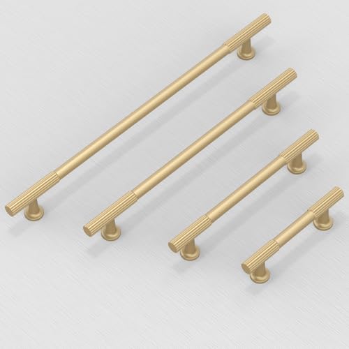 10 Pack Brushed Gold Cabinet Pulls 5 Inch(128mm) Kitchen Cabinet Handles Cabinet Hardware for Drawer Pulls - color: Brushed Gold, size: 5" Hole Center