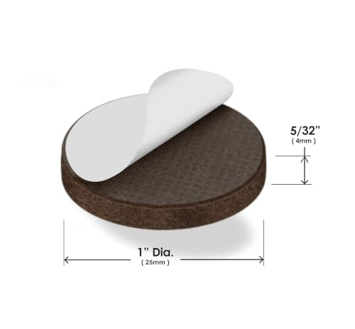 Slipstick GorillaFelt Premium Felt Furniture Pads/Chair Feet Floor Protectors (1 Inch Round) Includes 16 Heavy-Duty Felt Pads with Self Stick Adhesive, Brown - size: 1" Brown