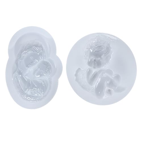 Art Molds for Polyclay Air Dry Clay Plaster, Carved Holy Family Mother and Cherub - color: Cherub