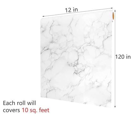 Decotalk Marble Contact Paper Marble Wallpaper Peel and Stick Marble Countertop Vinyl Wrap Waterproof Matte White Marbles Contact Paper for Kitchen Counter Removable Wallpaper Vinyl Marbles 12"x120" - size: 12" x 120"