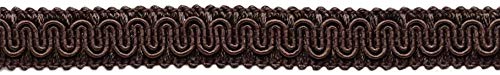 DÉCOPRO 5/8" (1.5cm) Basic Solid Collection Scroll Gimp Braid Trim # 0058SG Mocha Brown #D2 (Dark Chocolate Brown) 12 Yard Value Pack (36 ft/11m)