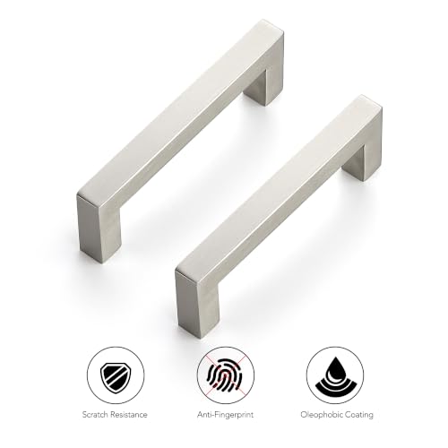 Ravinte Brushed Nickel Square Pulls Cabinet Handles,4 Inch,30 Pack - color: Brushed Nickel, size: 4 Inch Hole Center