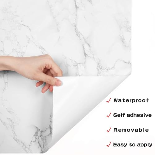 Decotalk 30"x400" Marble Contact Paper Peel and Stick White Marble Contact Paper Waterproof Marble Contact Paper for Counter Top Marble Wallpaper Removable Wallpaper for Bedroom Marble Vinyl Wrap - size: 30" x 400"