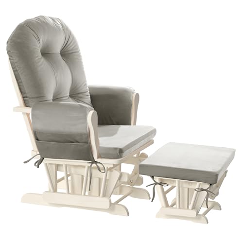 HOMBYS Glider Rocker Replacement Cushions 5 PCS with Storage Side Pocket, Velvet Fabric, Foam & Microfiber Filling, Non-Slip & Washable,Thickened & Supportive for Glider Rocking Chair-Khaki - color: Khaki