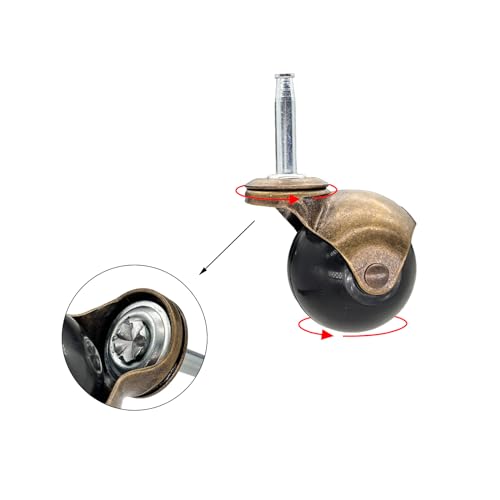 4pcs Caster Wheels, Swivel Plate Ball Casters Set of 4, Antique Furniture Casters Brass, Heavy Duty, Office Chair Caster(Cyan 2'')