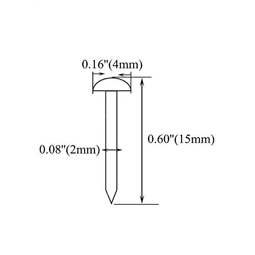 RZDEAL 100 PCS 0.08'' x 0.6'' Round Head Brass Nails for Hinges Boxes Craft Projects(DIY) - size: 0.08'' x 0.6''