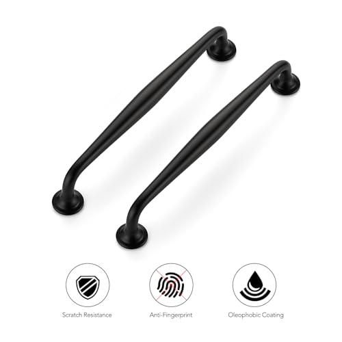 Ravinte Matte Black Cabinet Handles Solid Pulls 6-1/4 Inch 10 Pack - color: Matte Black, size: 6-1/4 inches Hole Center