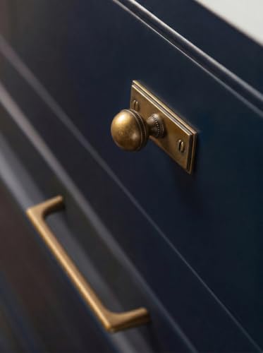 Goo-Ki Antique Brass Cabinet Knobs with Rectangular Backplate, 6 Pack - color: Antique Brass, style: Rectangular Plate