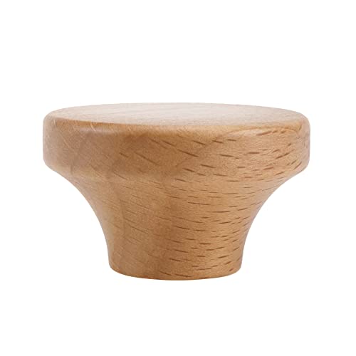 6PCS Round Wooden Single Hole Drawer Handles, 1.56" Cabinet Knobs - color: Beech, size: 1.56"