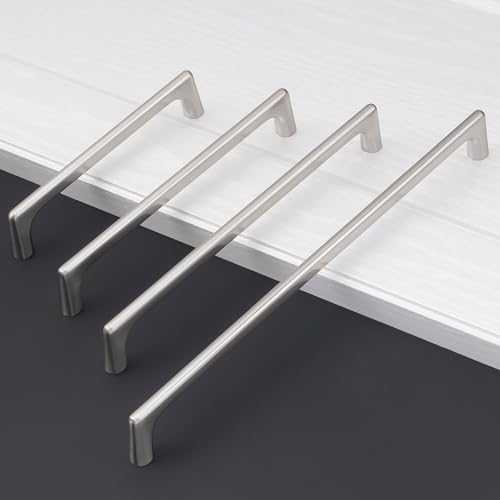 10 Pack 3.75 inch Brushed Satin Nickel Kitchen Cabinet Handles - color: Brushed Satin Nickel, size: 3-3/4 inch Hole Center