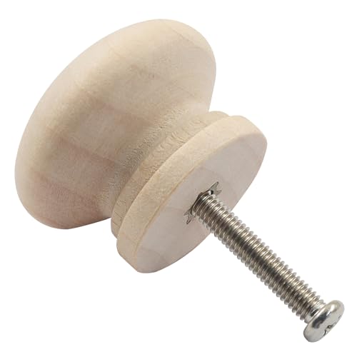 Hitefu 20 Pcs Unfinished Wood Mushroom Cabinet Knobs (1.1" Dia. x 0.83") - color: Unfinished Wood (28mm)