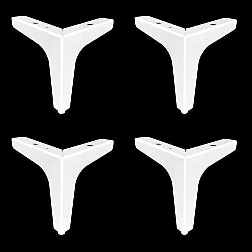 6 inch Metal Furniture Legs, White Metal Legs Triangle Sofa Legs Iron Feet Replacement for Couch,Sofa,Dresser,Cabinet,Bed,Chair,Cupboard,Set of 4 (6" Height,White) - color: White, size: 6"/15cm