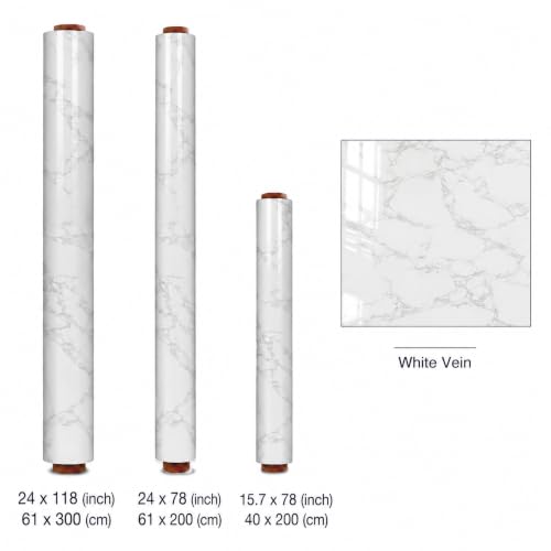 Very Berry Sticker Marble Contact Paper (Stone White, 24" x 78", 2 Pack) Thick Premium Peel and Stick Countertop Wrap, Waterproof Vinyl, Renter Friendly for Kitchen Counters, Bathroom Vanities - color: White, size: 24" x 78" (2-pack)