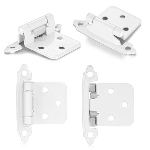 White Cabinet Hinges, 1/2” Overlay, 4 Pack - color: White, size: 1/2 Inch Overlay