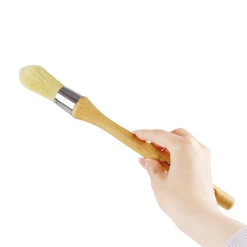 XDT#2918-25 Chalk Paint Brush, Wax Paint Brush Set for Furniture Crafts, Natural Bristle Oval Paint Brushes for All Painting and Waxing, Washable Reusable, No Shedding - size: #25